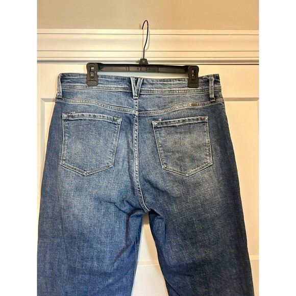KanCan Mid Rise Straight Leg Jeans Size 13/30 Dark Wash Stretch Denim Frayed Hem - Picture 5 of 7
